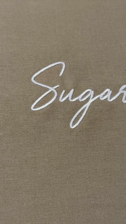 Video showcasing stitched out Sugarhill font