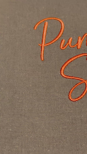 Video showcasing stitched out Pumpkin Spice font