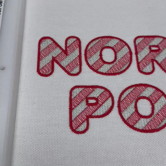 Video showcasing stitched out North Pole font