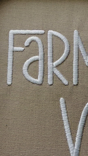 Video showcasing stitched out Farmhouse Vibes font