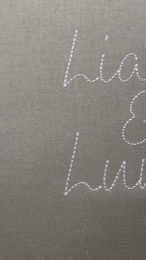 Video showcasing stitched out Liam and Luna Bean Stitch font