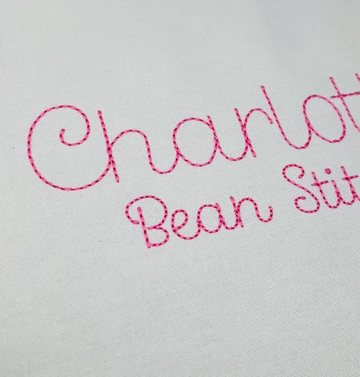 Video showcasing stitched out Charlotte Bean Stitch font