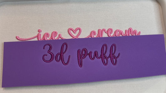 Video showcasing stitched out Ice Cream 3D Puff font