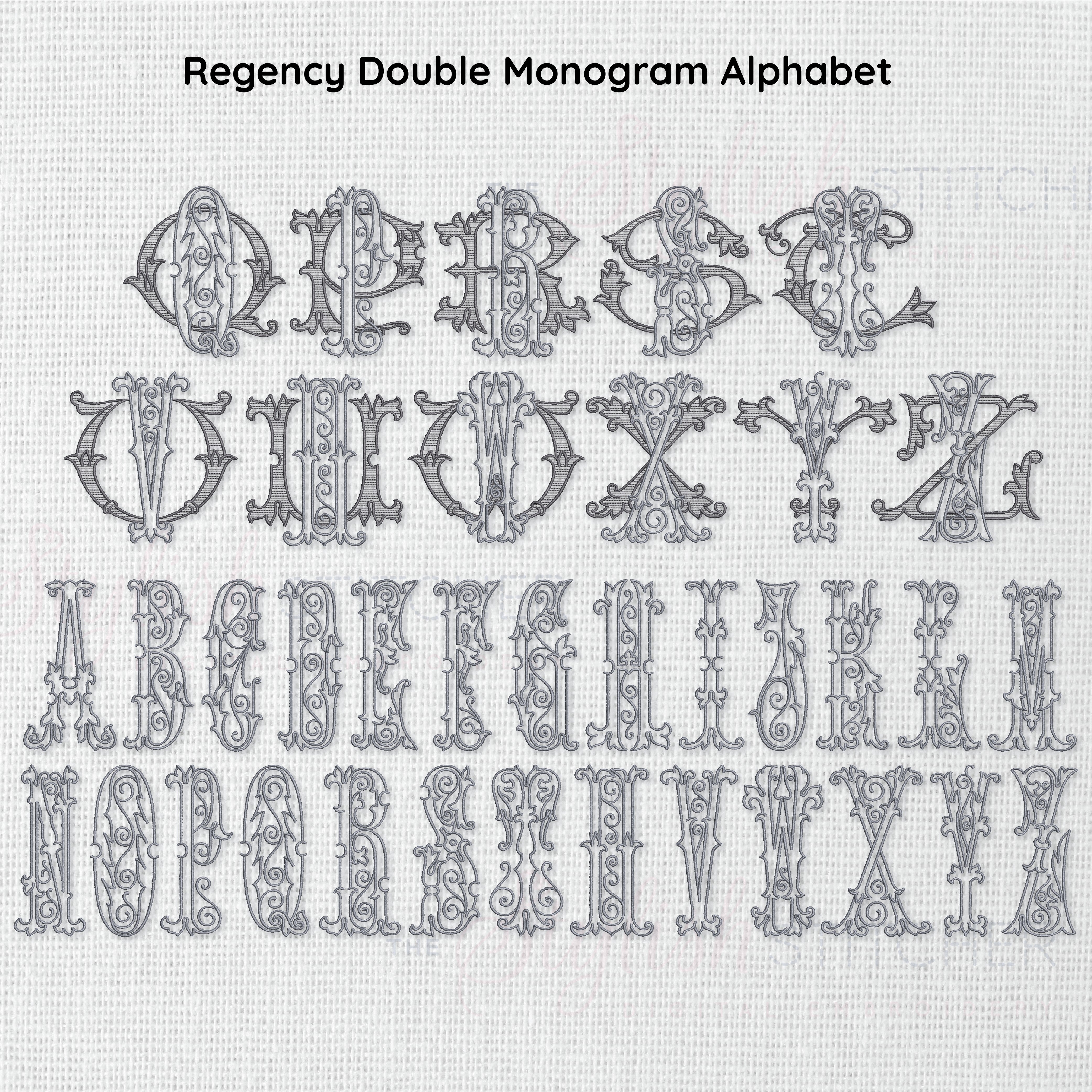 Regency Double Monogram Digital Embroidery Font – The Stylish Stitcher