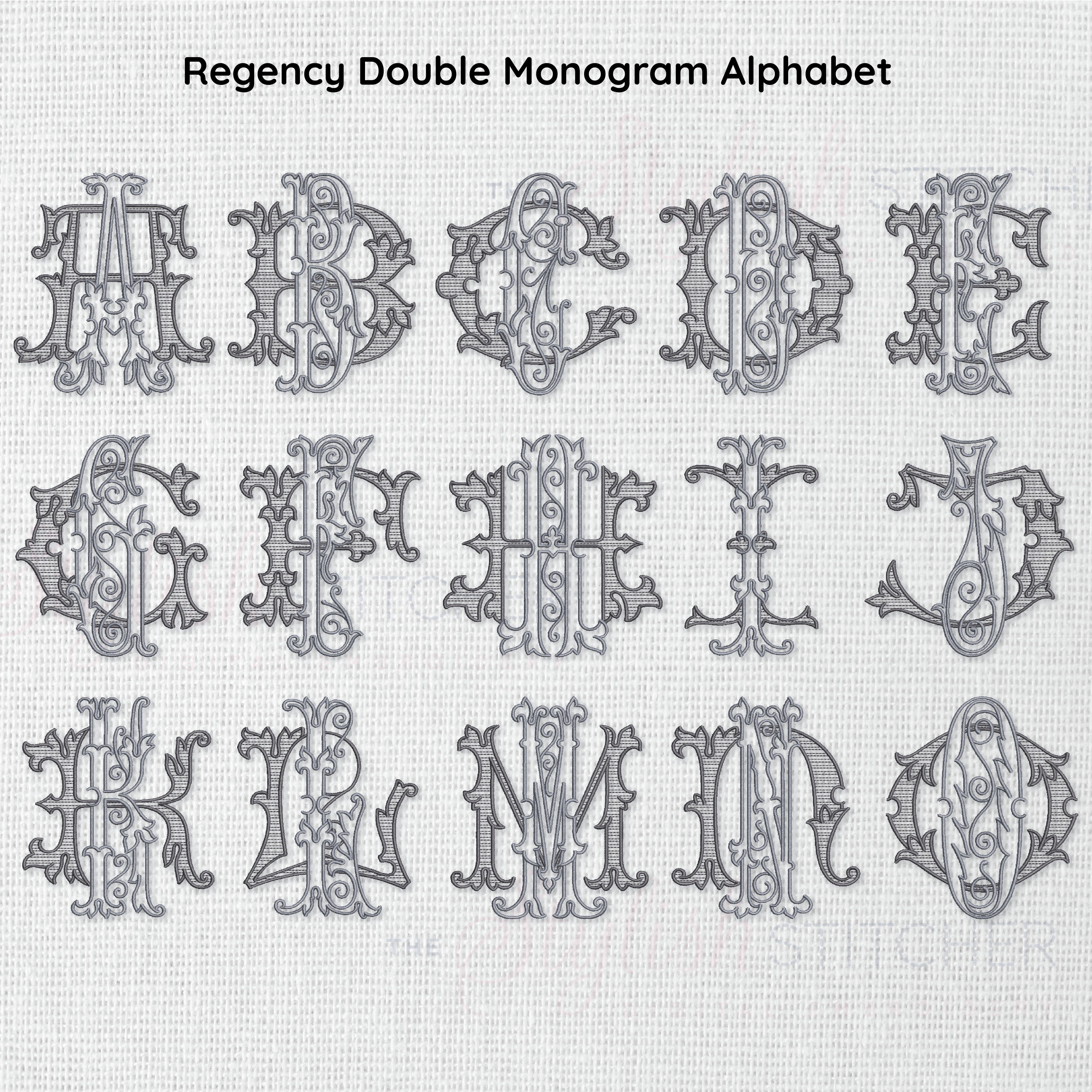 Regency Double Monogram Digital Embroidery Font – The Stylish Stitcher