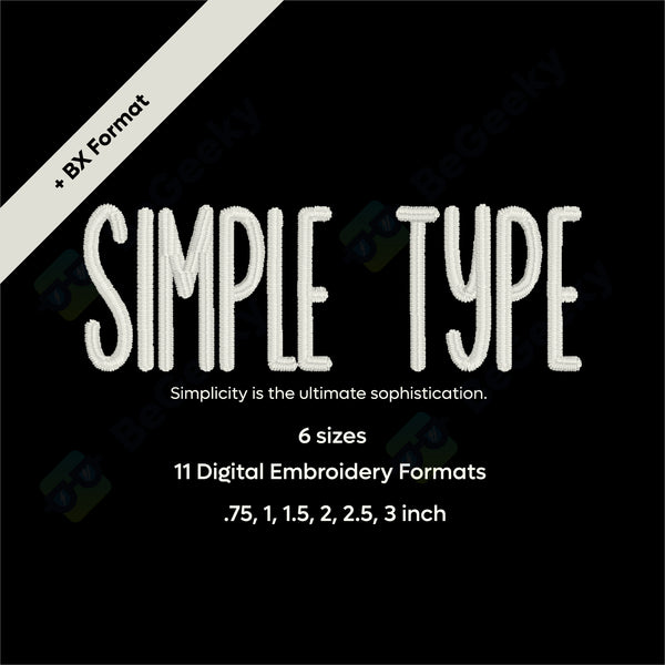 Photograph of Simple Type embroidery font
