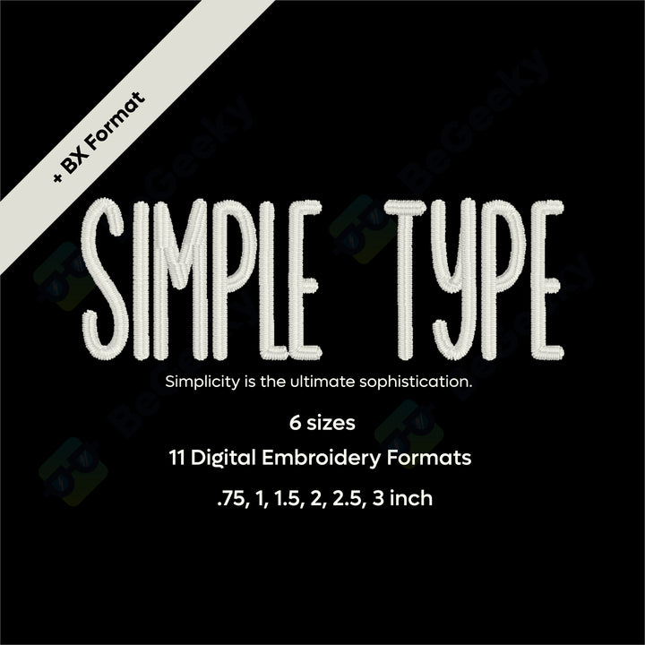 Photograph of Simple Type embroidery font