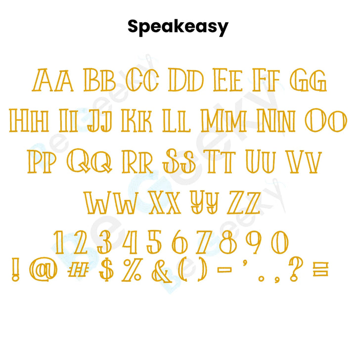 Photograph of Speakeasy embroidery font alphabet