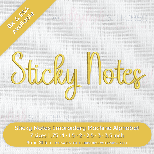 Sticky Notes Digital Embroidery Font – The Stylish Stitcher