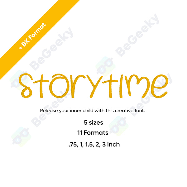 Photograph of Storytime embroidery font