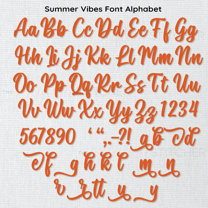 Photograph of Summer Vibes embroidery font alphabet