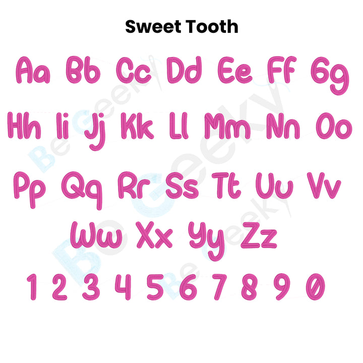 Photograph of Sweet Tooth embroidery font alphabet