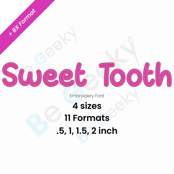 Photograph of Sweet Tooth embroidery font
