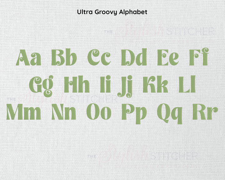 Photograph of Ultra Groovy embroidery font alphabet