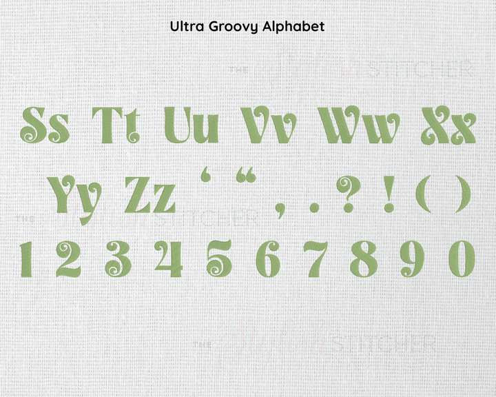 Photograph of Ultra Groovy embroidery font alphabet