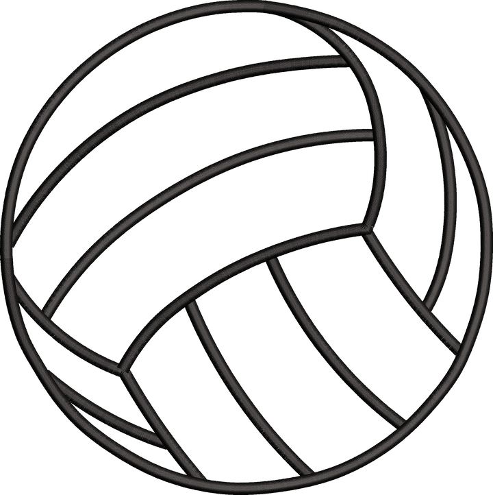 Volleyball icon embroidery design on a dark background