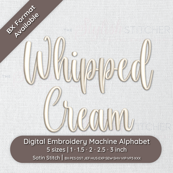 Photograph of Whipped Cream embroidery font
