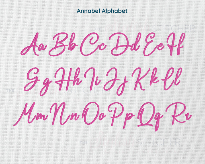 Photograph of Annabel embroidery font alphabet