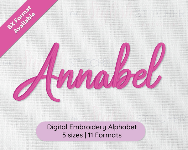 Photograph of Annabel embroidery font