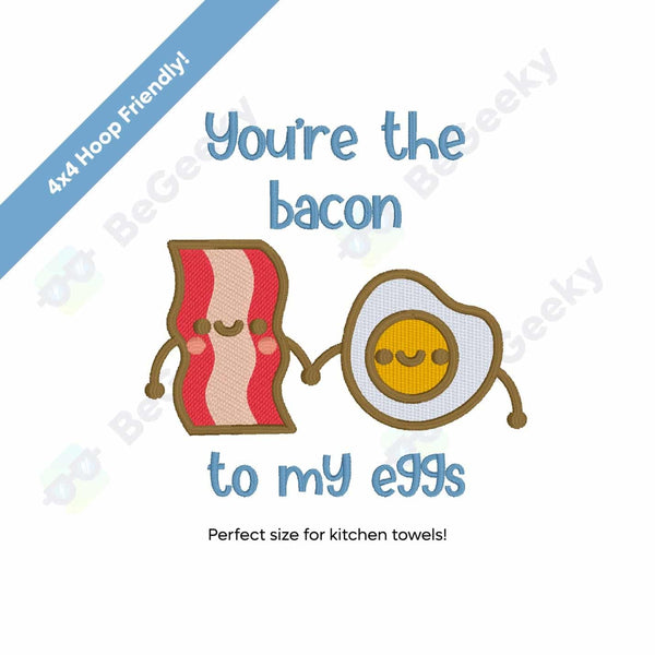 Photograph of Bacon and Eggs embroidery design