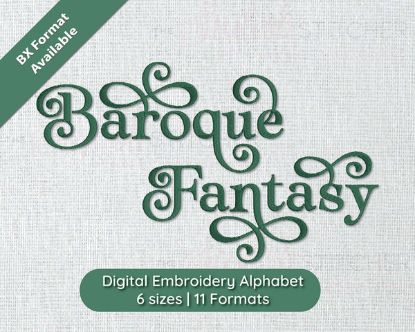 Photograph of Baroque Fantasy embroidery font