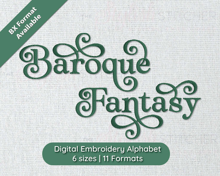 Photograph of Baroque Fantasy embroidery font