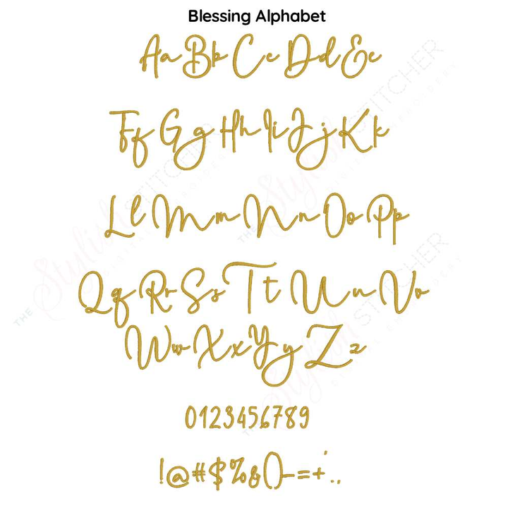 Photograph of Blessing embroidery font alphabet