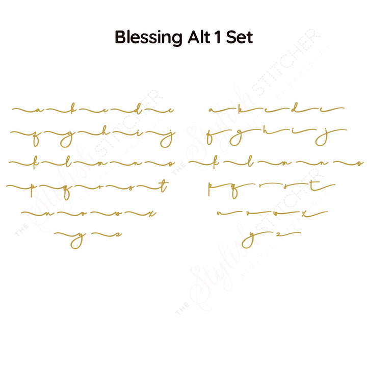 Photograph of Blessing embroidery font alternate alphabet