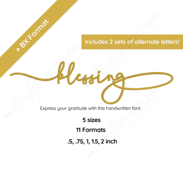 Photograph of Blessing embroidery font