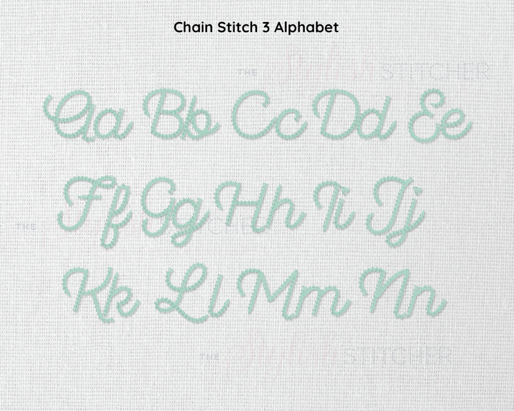 Photograph of Chain Stitch Set 3 embroidery font alphabet