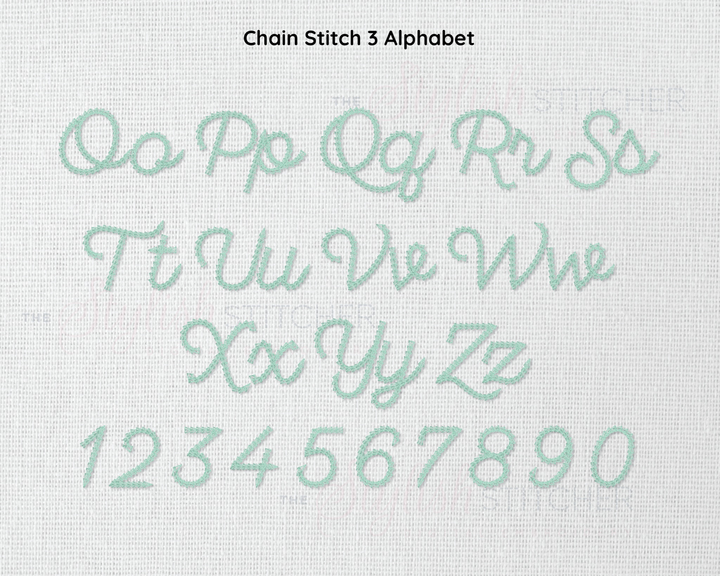 Photograph of Chain Stitch Set 3 embroidery font alphabet