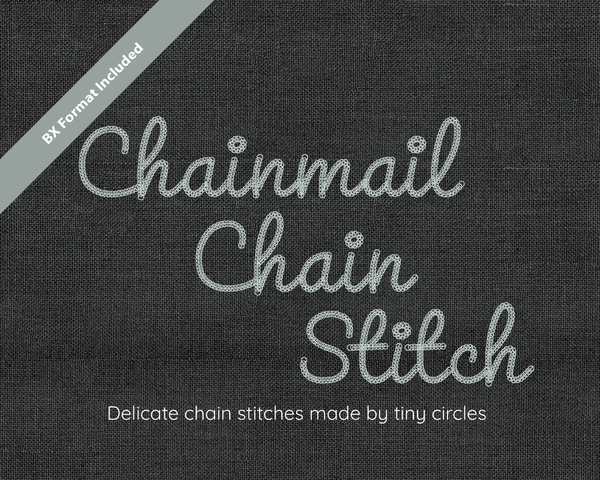 Photograph of Chainmail Chain Stitch embroidery font