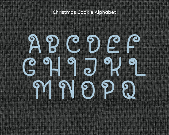 Photograph of Christmas Cookie embroidery font alphabet