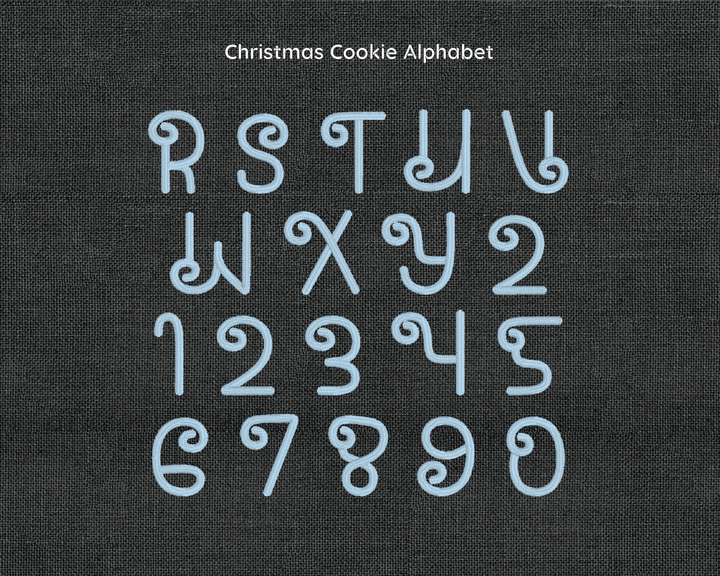 Photograph of Christmas Cookie embroidery font alphabet