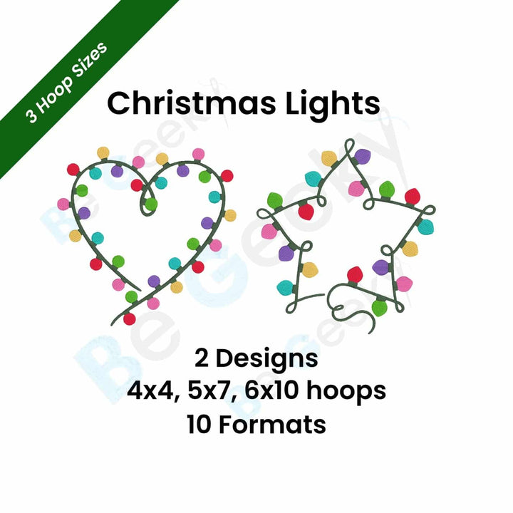 Photograph of Christmas Lights embroidery design