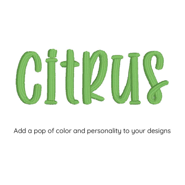 Photograph of Citrus embroidery font