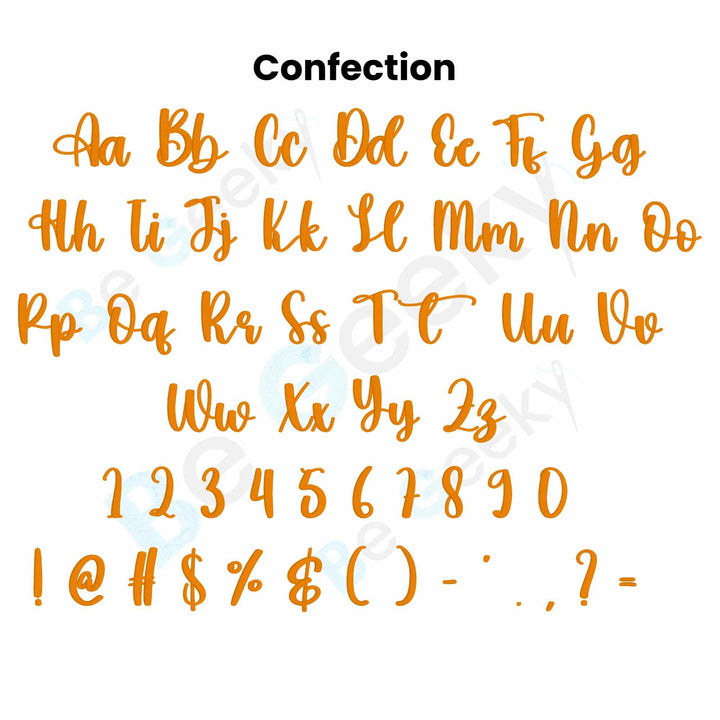 Photograph of Confection embroidery font alphabet