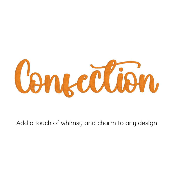 Photograph of Confection embroidery font