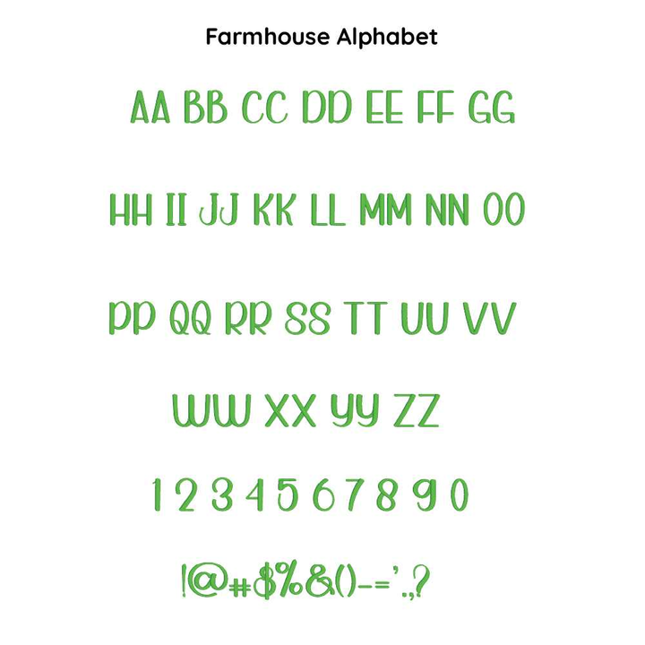 Photograph of Farmhouse embroidery font alphabet