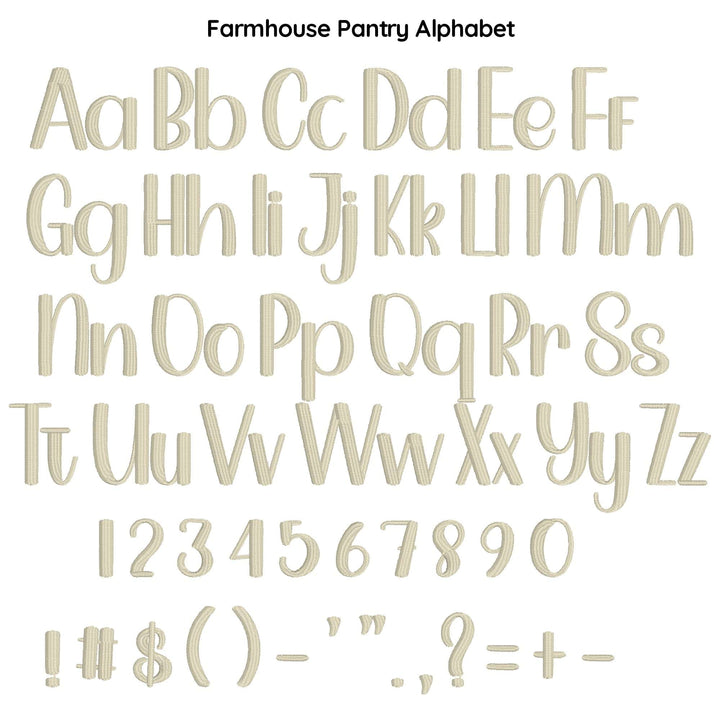 Photograph of Farmhouse embroidery font alphabet