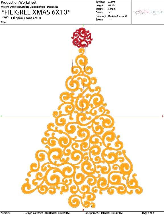 Filigree Christmas Tree production worksheet 6x10