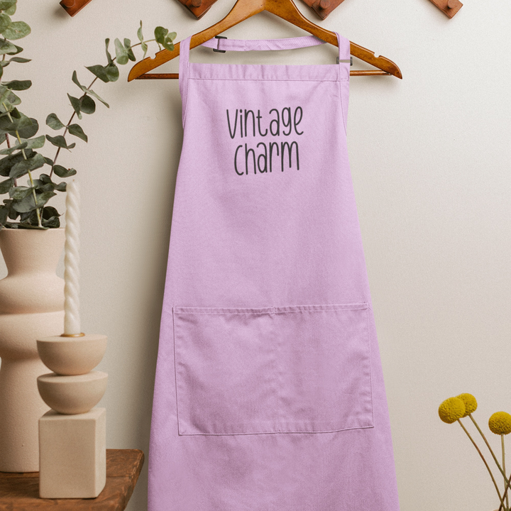 Photograph of an apron featuring Fresh Eggs font