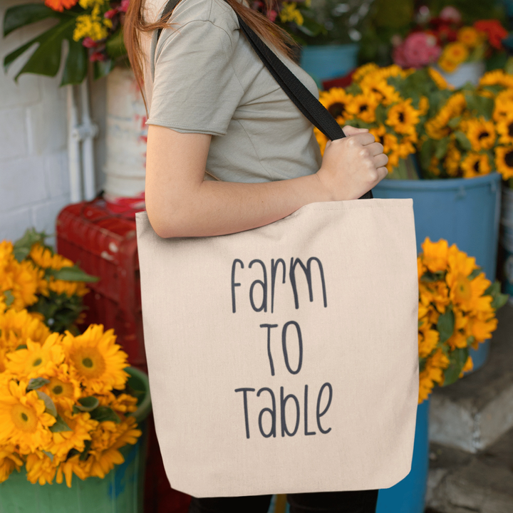 Photograph of a tote bag featuring Fresh Eggs font