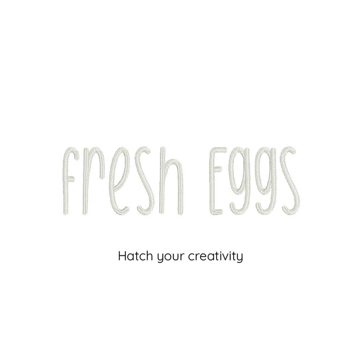 Photograph of Fresh Eggs embroidery font