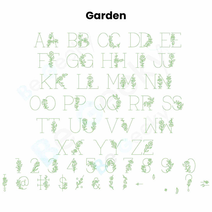 Photograph of Garden embroidery font alphabet