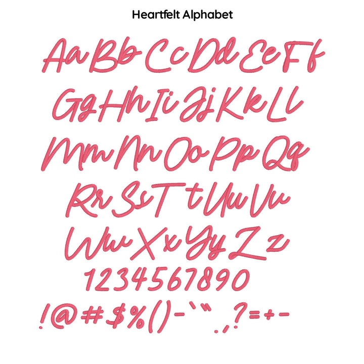 Photograph of Heartfelt embroidery font alphabet