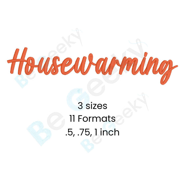 Photograph of Housewarming embroidery font