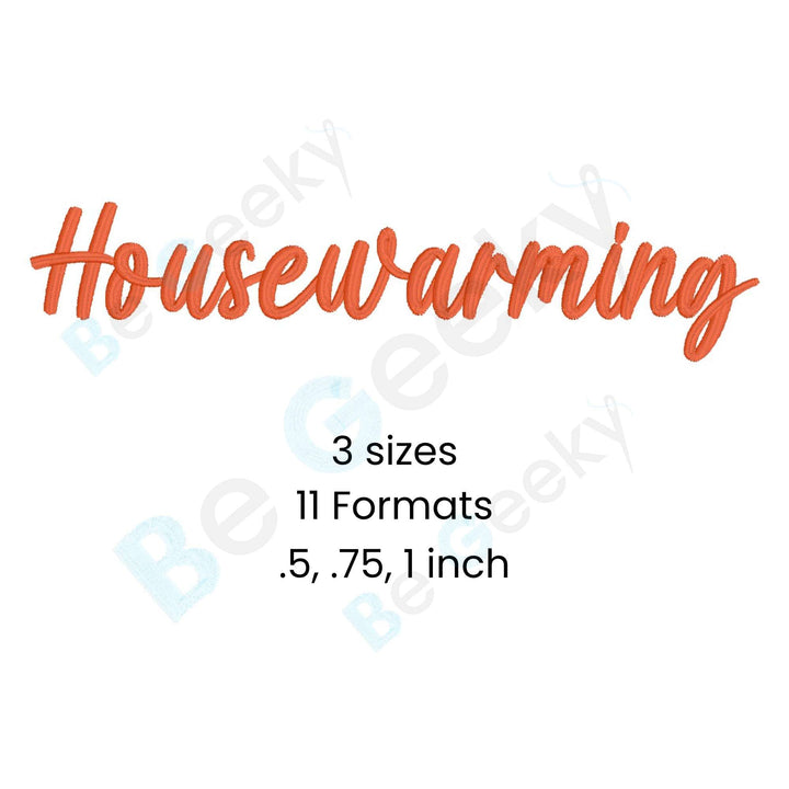 Photograph of Housewarming embroidery font