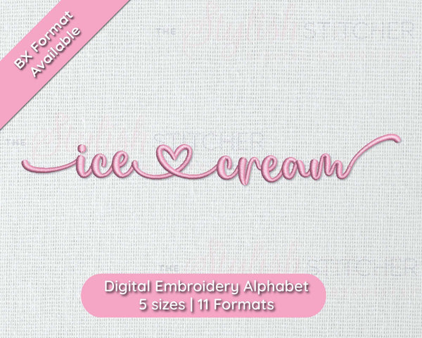 Photograph of Ice Cream embroidery font
