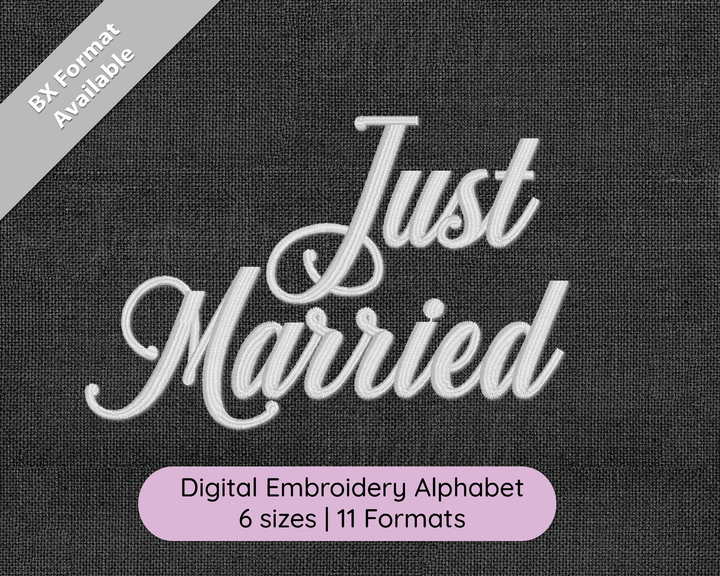 Photograph of Just Married embroidery font